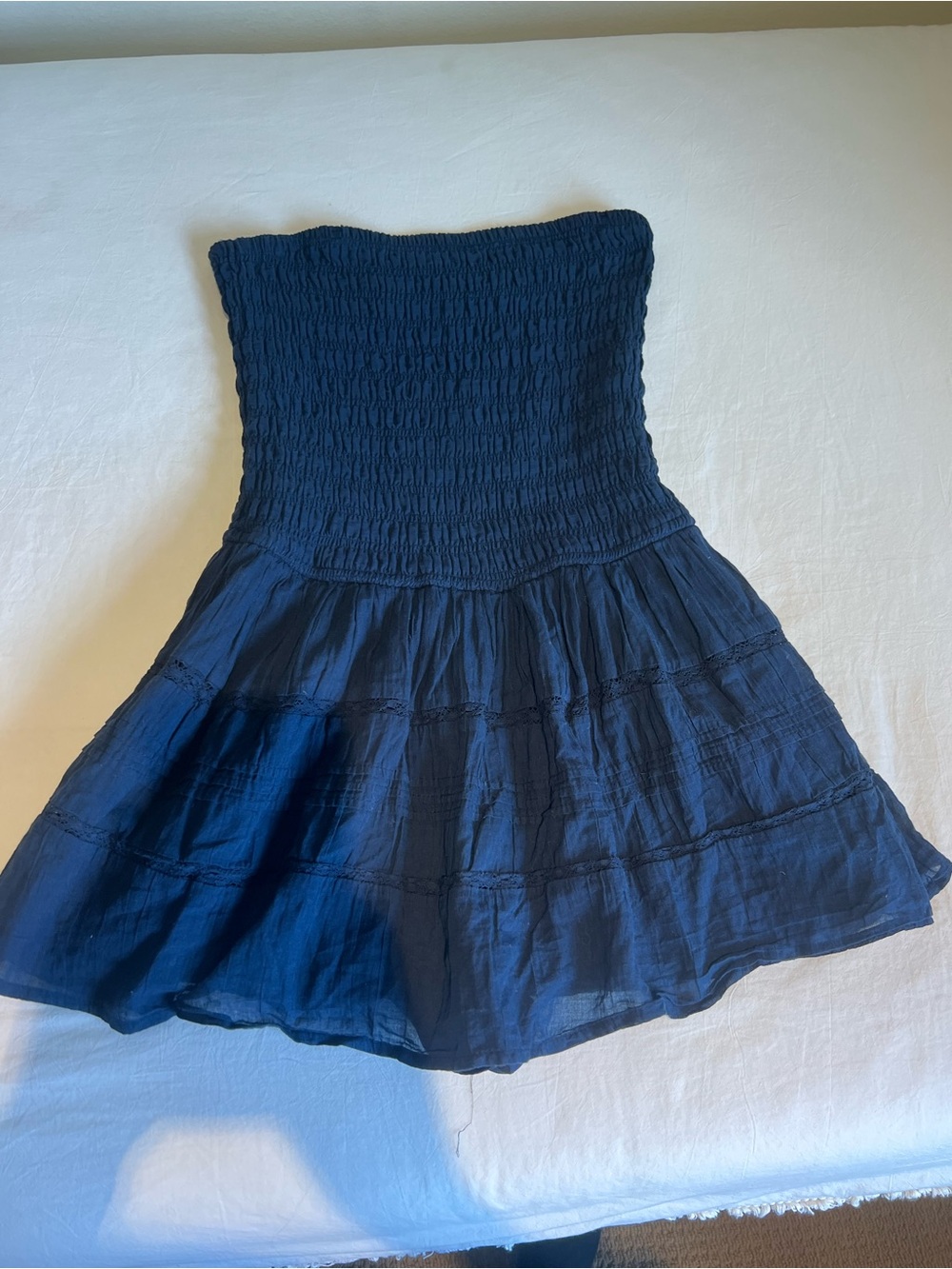 Hollister trapless Smocked Navy Blue Sundress
